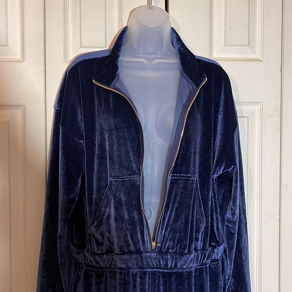 Fabletics Velour Wide Leg Zip Up Onesie Jumpsuit in Deep Navy New With Tags XXL - Picture 10 of 15